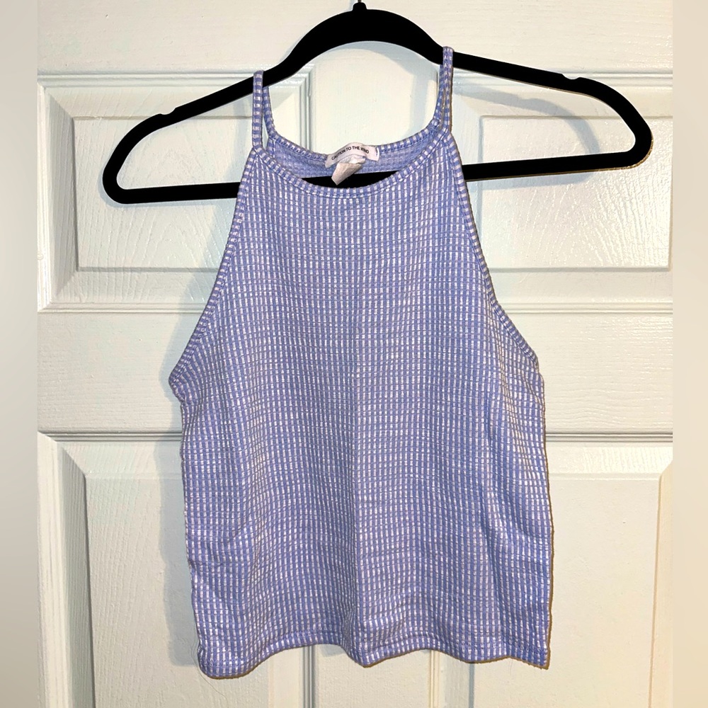 Blue Striped High Neck Tank - Size L